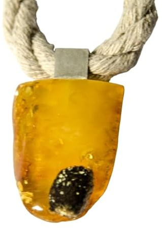 Anhänger Bernstein Halskette Kette GELB GRAU Silber 925 NEU UNIKAT- A84
