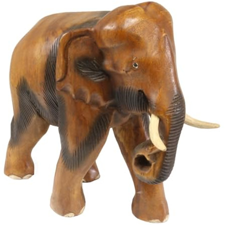 Oriental Galerie Figur Elefanten Elefant Holz Stulptur Deko Tierfigur Afrika Handarbeit Dekoration Massiv Braun Klein