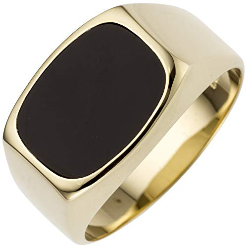 Jobo Herren-Ring aus 14 Karat 585 Gold mit Onyx