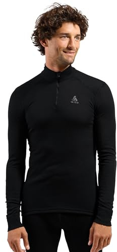 Odlo Intimo termico da uomo Active Warm I Maglia termica a maniche lunghe I Intimo termico da sci I Maglia termica a maniche lunghe con collo e mezza zip I Uomo
