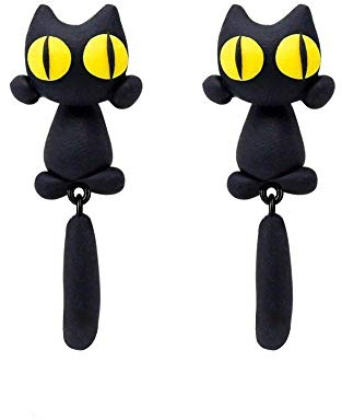 Orecchini gatto nero ragazza orecchini compleanno festa con scatola di gioielli, plastica, Plastica