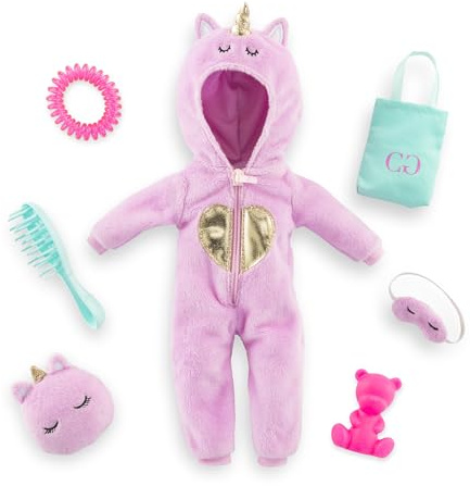 Corolle Girls tillbehörsset enhörning onesie, 7 delar, för alla 28 cm omklädningsdockor