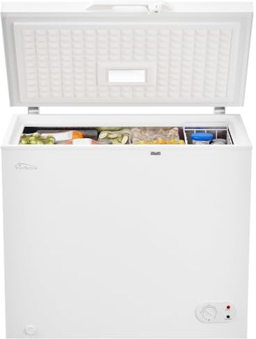 Tronitechnik® Gefriertruhe Kühltruhe BORGAR PRO mit 2in1 Gefrier- und Kühlfunktion | 210 Liter, 223kwh/Jahr, 85cm hoch, geringe Lautstärke | LED-Licht | Rollen | Kindersicherung durch Schloss | Weiß