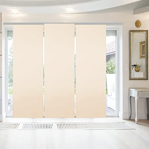 Bestgoodies Flächenvorhang mit Klettband, Paneelwagen und Schleuderstab, (BxL) 60x245 cm in Beige, blickdichte Schiebegardine mit Klett in vielen Farben
