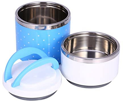lunch box kengis + Contenitore per alimenti in acciaio INOX, a 1 – 3 strati (doppio strato, blu) hot food container, lunchbox,hot lunch box,stainless steel boxes,hot containers kids,warm