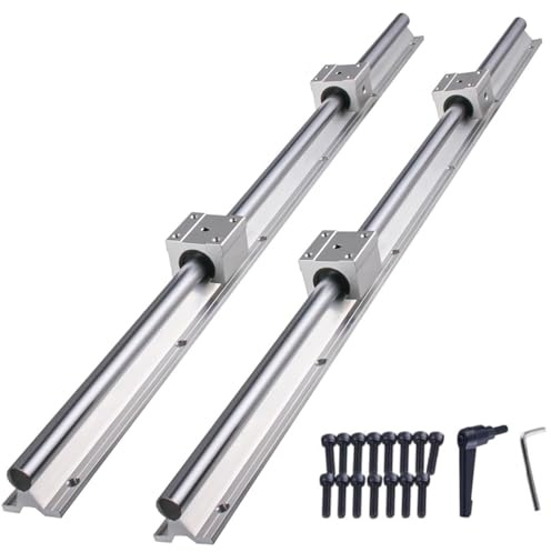 CNCYEAH Linearschiene Führungsschiene, 2 Stück Linearschiene 1500 mm Linearlager-Gleitset mit 2 Linearführungswellen und 4 SBR20UU Lagerblöcken, Führungsschienenset für Drehmaschinen(SBR20-1500mm)