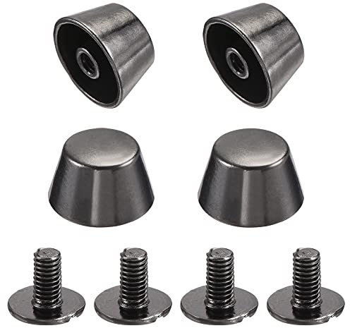 sourcing map Leder Nieten Set,4 Pcs 12x7mm Taschenfüße Hohlnieten Messing Schraubnieten Pilznieten für Leder Tasche Handwerk Schuhe Kleidung Gürtel Geldbörse - Dunkelgrau