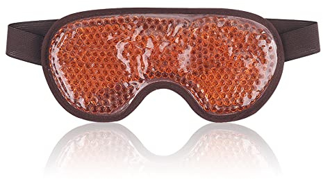 NEWGO Cooling Gel Eye Mask for Puffy Eyes, Reusable Face Ice Pack, Brown | 8.1'' × 3.9'' Larger Coverage, Dual-Sided Design, Cold Warm Compress for Puffiness, Dark Circles, Sinuses, Migraines