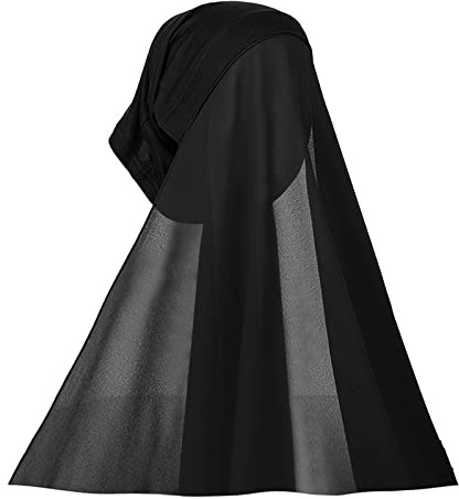 NICEYST Chiffon Instant Hijab for Women Muslim Under Scarf Tube Cap with Veil Fashion Islam Solid Color Headscarf Turban Wrap