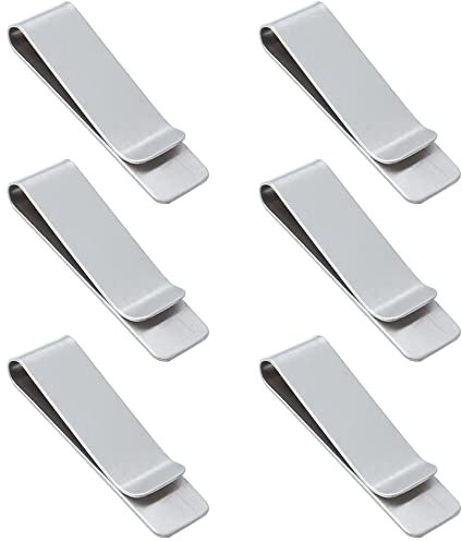 XHNFCU 6 Stück Metall Geldklammern Silber Edelstahl Kreditkartenhalter Tragbare Rechnungsklammern Schlanker Minimalistischer Rechnungshalter für Männer und Frauen, Jahrestag Vatertagsgeschenk