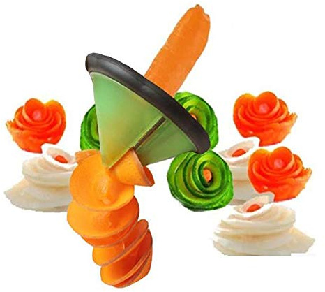 Anoudon Household Portable Spiral Cutter, Plain Creative Vegetable / Fruit Flower Shredder Spiral Cutter, Melon and Vegetable Rollers Pack of 2