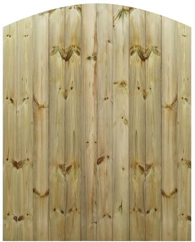 Made to Measure 6ft Wooden Garden Gate, Custom T&G Fully Framed Arch Top Treated Timber Door for Outdoor Pathway Home Access, MAX 180cm High x MAX 135cm Wide