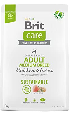 BRIT Care Dog Sustainable Dry Food for Medium Adult Dogs, Chicken and Insects, 3 kg