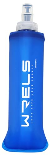 WRELS Gourde Souple Running Pliable, 250ml Sans BPA Léger Flasque Running-Idéal pour Course à Pied, Trail, Randonnée(Bleu Foncé)