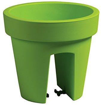 Tymar Blumenkasten, 2 Pack, Blumentopf für Balkongeländer, Balkonkasten, Geländerkasten, oval, rund, kippsicher, aus Kunststoff, LR001 (25cm Grün)