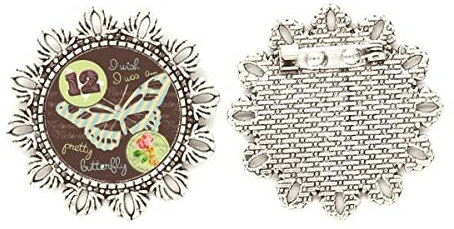 Stamps and Art Deco Brosche mit Blumenmotiv, silberfarben, M