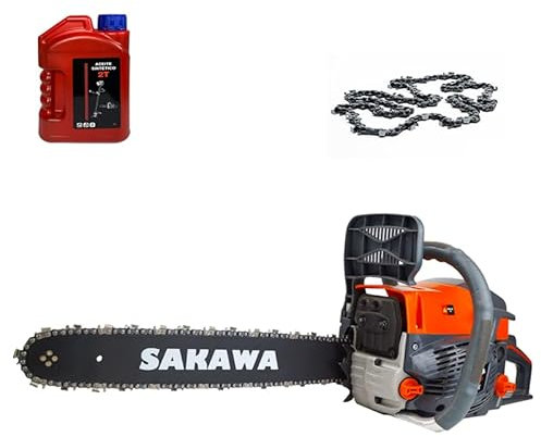 SAKAWA Motosierra Gasolina 58cc 18 + Aceite 2 Tiempos + Cadenas