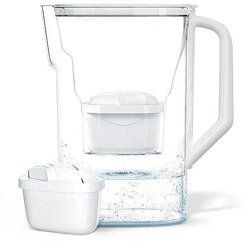 Wessper Carafe Filtrante pour Eau 2.7L, Filtre Remplacement de Dafi Unimax Aquaphor A5 BRITA Maxtra+ PHILIPS AWP212/10, Réduction du Calcaire, Chlore | Carafe Filtrante + un Filtre à Eau AQUAMAX Blanc