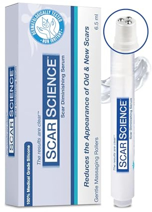 Silicone Scar Stick - Medical Grade Silicone Scar Gel with Push-Button Roller Applicator, Massage Power Duo for Surgical, Keloid, and Acne Scars - Safe for Tattoos and All Skin Types