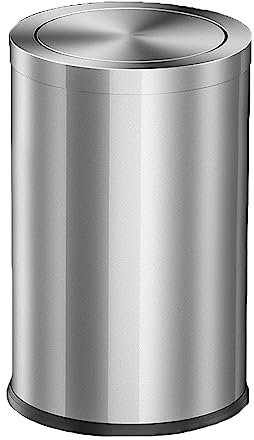 LYXXW Mülleimer aus Stahl Kleine Metall 2-4 Gallone Mülleimer mit klappbarem Deckel, Papierkorb Mülleimer für Bad, Küche, Schlafzimmer, Garage, Waschküche, oder Spielzimmer,Silber,9L