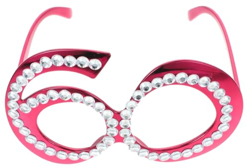 HOMSFOU Geburtstagsbrille 60 Jahre Mit Strasssteinen Kunststoff Party Brille Lustige Foto Requisite FüR JubiläUmsfeier Und Geburtstagsfeier Erwachsene
