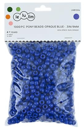 lelulim™ 1000 PC Pony Beads Opaque Blue 3IN / 9mm Diameter. (Blue)