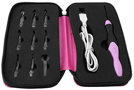 Natudeco LED-Häkelnadel-Set 9-in-1 USB Wiederaufladbare Licht Häkelnadeln Nadeln leuchtende Strickhaken Handweben mit Organizer Case 2 Helligkeitsstufen für Heimwerkerarbeiten