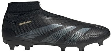 Adidas Unisex Bota de fútbol Predator League Laceless césped Natural seco, Core Black/Carbon/Gold Metallic, 44