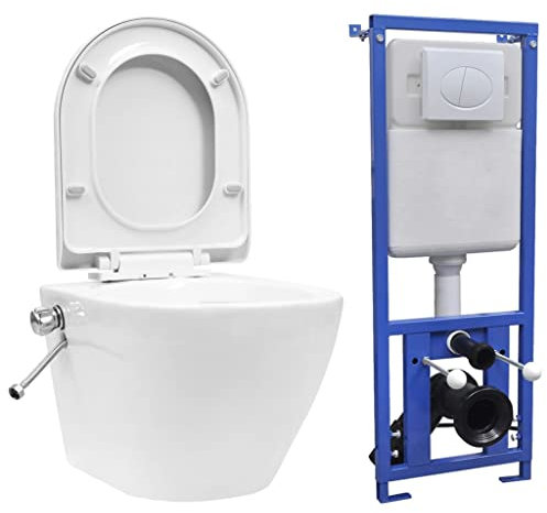ZEYUAN WC a Muro Senza Bordo con Sciacquone Nascosto Ceramica Bianco,Articoli di ferramenta,Prodotti Idraulici,Articoli Idraulici,WC e Bidet,WC(SPU:3055348)