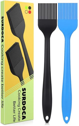 SURDOCA Pennello da forno in silicone Pennello da cucina 2 pezzi 20,8 cm Pennello in silicone alimentare senza BPA Resistente al calore fino a 230℃ Pennello da cucina per pasticceria BBQ Pennello da
