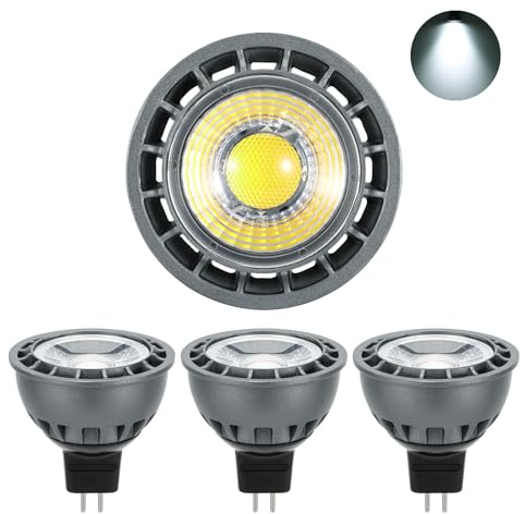 I-SHUNFA Ampoules LED MR16, AC/DC 12V, 5W Pour Remplacer les Ampoules Halogènes 50W, 500LM Blanc Froid 6000K Spot, Pas de Scintillement, Non Gradable Angle de Faisceau 45° LED Spot (pack de 4)
