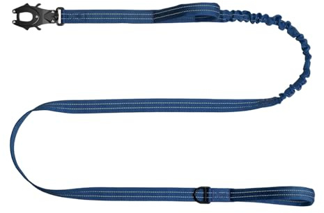 ICEFANG Tactical Dog Leash,K9 Training Walking Bungee Lead with 2 Control Handle,Heavy Duty Quick Release Metal Clasp,for Medium Large Breed (Reflective Blue, 6 FT)