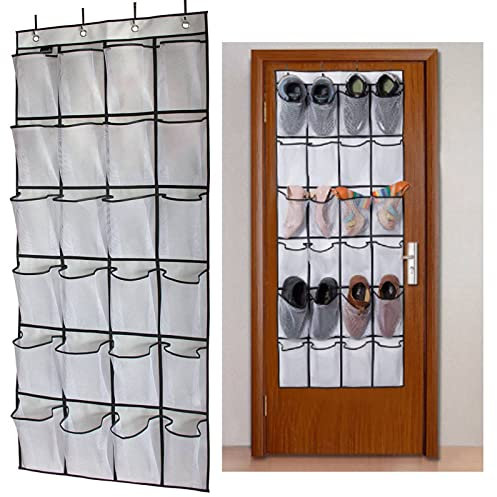 BLSYHDH Schuh-Organizer über der Tür, Hängende Aufbewahrungstasche, Türaufhänger mit 24 Netztaschen für Tür, Wohnheim, Schlafzimmer, Wohnmobil, Unverzichtbar, Große Kapazität, Mehrere Fächer, Wandtasc