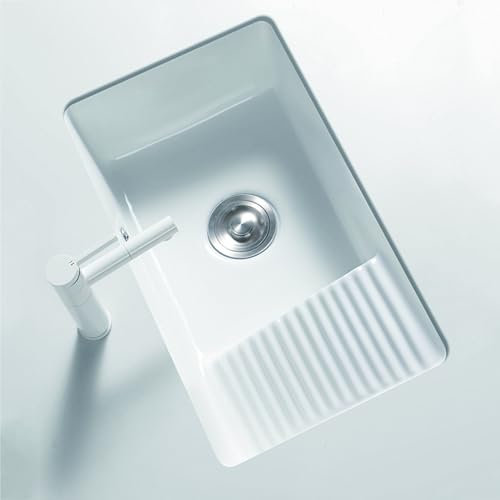 Lavatoio ceramica,lavandino da esterno giardino,lavatoio ceramica,con lavabo per biancheria, con set rubinetteria, adatto per bagno, lavanderia, esterno, ristorante, camper, cucina, bar, bancone bar(S