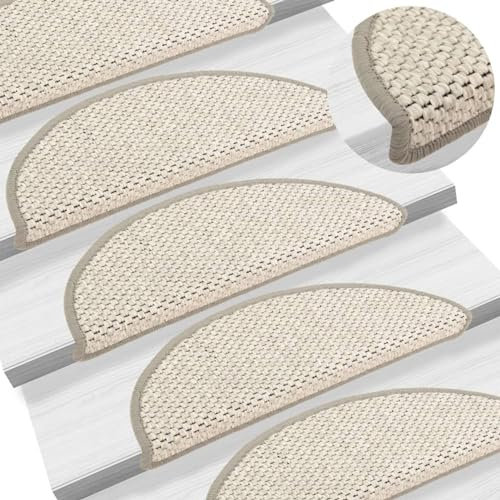 Rantry Teppichaufkleber für Treppen, Sisal-Look, 15 Stück, 56 x 17 x 3 cm, Beige, Möbel, Küchenläufer für Flur, Wohnzimmer, Teppiche für Schlafzimmer