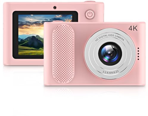 Digitalkamera, 4K Barnkamera HD 48MP 16X Zoom Digital Videokamera med 2,4-tums Skärm, Kompakt Liten Kamera för Resefotografering Vlogging (PINK)