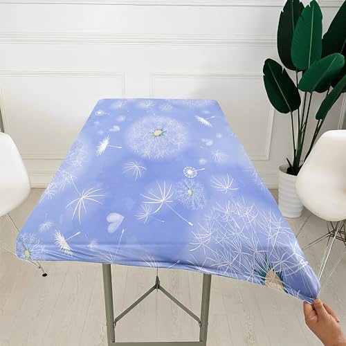 Morbuy Rechteckige Drucken Elastische Tischdecke, Rechteckig Tischdecke mit Gummizug Spanntischdecke Gartentischdecke für Outdoor Picknick Camping Partys (8FT/244x76cm,Lila)