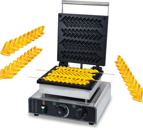 CPVKRY Commercial Stick Waffle Maker, Christmas Tree-Shaped Waffles Machine Snack Machines There are 4 Molds,Stainless Steel Baker w/Non-Stick Teflon Coating,50-300℃/122-572℉ Adjustable