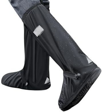 Amexo Copriscarpe Impermeabile Sovrascarpe, Stivali da Pioggia Antiscivolo Copriscarpa Antipioggia Riutilizzabili Copriscarpe Impermeabili PVC con Suola Antiscivolo per Uomo Donna (M)