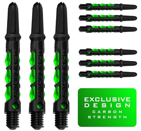 Harrows Dartpfeile 3 Sets Carbon ST Dartschäfte – insgesamt 9 Dartschäfte – erhältlich in 3 Größen – robuster Carbon-Verbundstoff – kurz grün