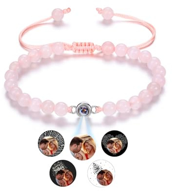 Jovivi Personalisiertes Armband mit Foto Bild Projektion Armband 100 Sprachen Ich liebe dich Armband Fotoarmband für Herren Damen Freundschaftsarmbänder Personalisierte Geschenke