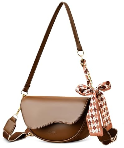 FOLOVEYA Borsa a Tracolla Donna Piccola con fiocco Borse a Spalla Moda Crossbody Bag Pelle PU Elegante Borsa Mezzaluna Borsa a Mano per Lavoro Viaggio Shopping Festa Caffè
