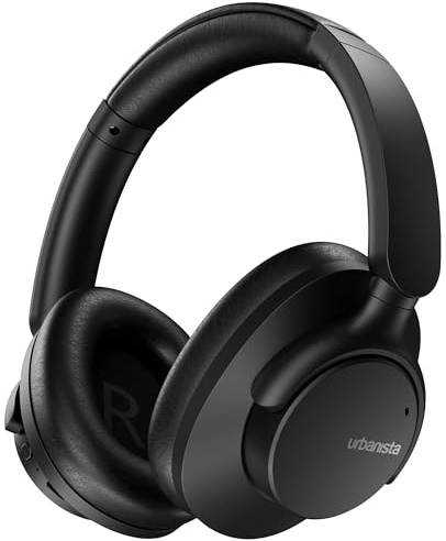 Urbanista Valencia Active Noise Cancelling Headphones, Wireless Bluetooth Over-Ear Headphones, 50H Play, High Res Sound, Foldable Overhead Earphones, Deep Bass, Comfortable Fit, Multipoint Connect