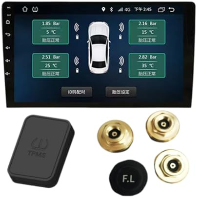 Asyduey de Monitoreo de Presión de Neumáticos TPMS Inalámbrico Inteligente con USB y Android de 5 V para Navegación, Radio de Automóvil, Pantalla de Alarma Externa