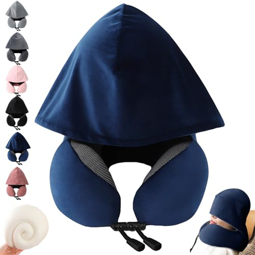 YOUYIKE Cuscino da Viaggio, Cuscino Cervicale in Memory Foam, Cuscino Viaggio Perfetto per Aereo, Auto, Treno, Ufficio Autobus e Uso Domestico(Blu Navy)