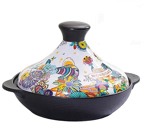 Tagine Pot Non-Stick Ceramics Casserole with Tapered Lid Make Soup Tajine Moroccan Compatible with Gas Stove Great Gift for Cook