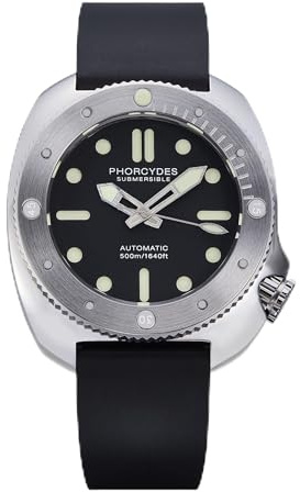 PHORCYDES PH-1 mekaniska 500 M dykarklockor NH35A automatisk rostfritt stål fodral lysande, Svart och grön lym