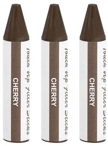 sourcing map Wood Filler Stick, 3 Pcs Wax Sticks Wood Touch Up Markers, Furniture Crayons for Scratches Holes Crack Tables Desks Wooden Floors Repair Cover Ups, Cherry