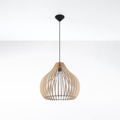 VoltShine Lámpara colgante - lámpara de diseño en madera, ideal para interiores, fuente de luz suspendida