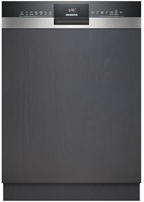 Siemens SN53ES27AE iQ300, Smarter Teilintegrierter Geschirrspüler 60 cm, Made in Germany, Besteckkorb, varioSpeed, automatische Türöffnung, hohe Hygieneleistung, Automatikprogramme, Gebürsteter Stahl